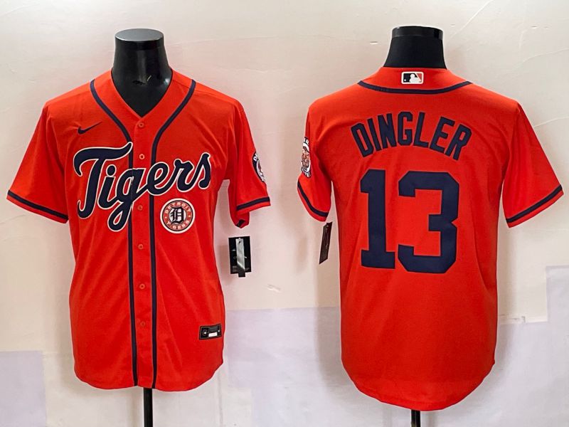 Men Detroit Tigers 13 Dingler Orange Game 2025 Nike MLB Jersey style 005